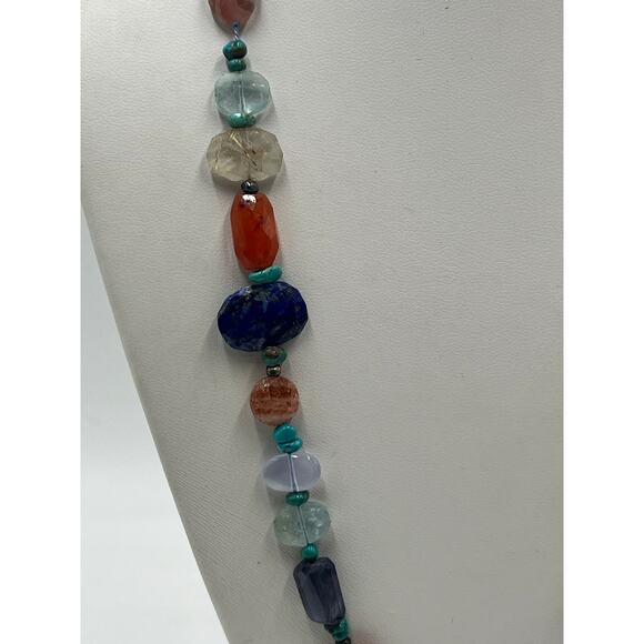 Peyote Bird Designs Gemstone Lapis Carnelian Rose Quartz Turquoise Necklace - Picture 15 of 16